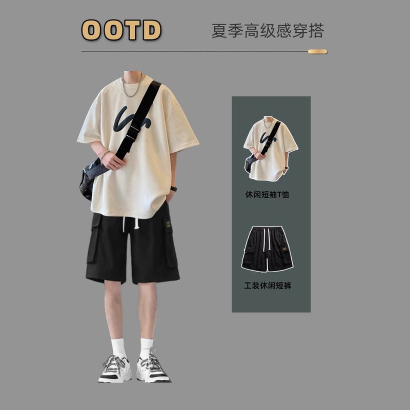 Summer Men's Short Sleeve T-Shirt and Shorts Matching Set Casual Youth Outfit - Image 4
