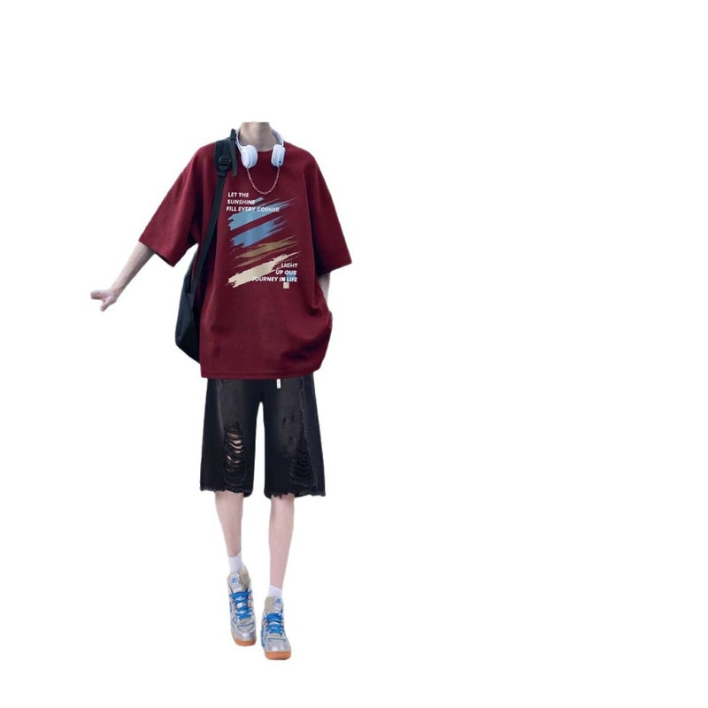 Summer Men's Short Sleeve T-Shirt and Shorts Matching Set Casual Youth Outfit - Image 5