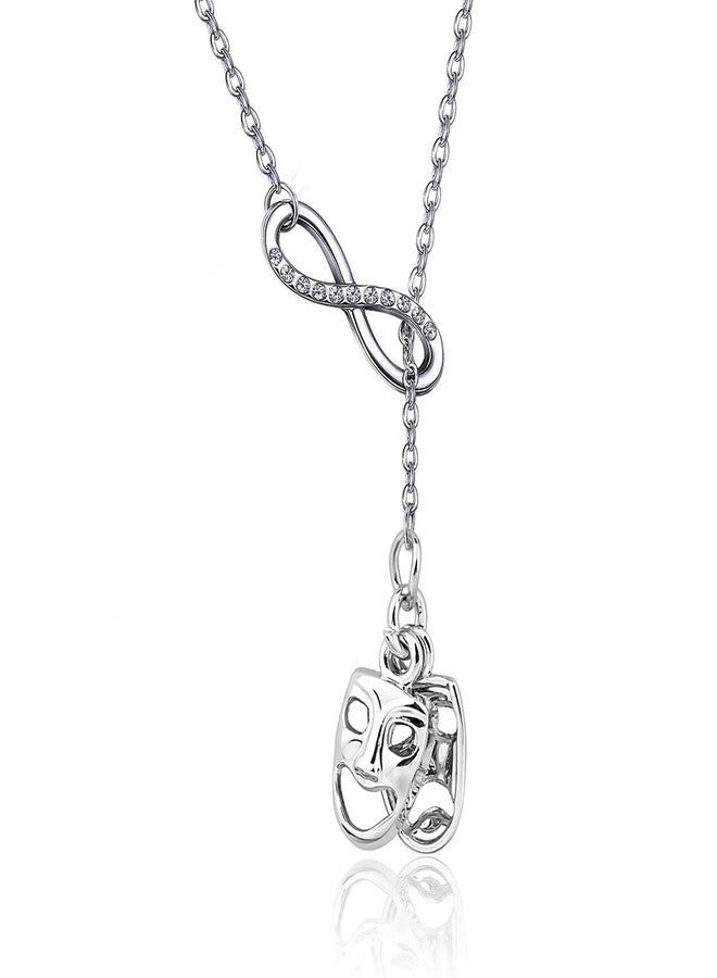 Gzrlyf Comedy and Tragedy Mask Y Necklace with Card Drama Masks Necklace Drama Masks Jewelry Theater Gifts (Y Necklace) - Image 1