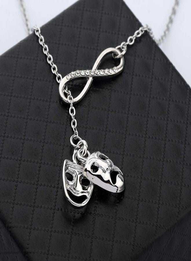 Gzrlyf Comedy and Tragedy Mask Y Necklace with Card Drama Masks Necklace Drama Masks Jewelry Theater Gifts (Y Necklace) - Image 2