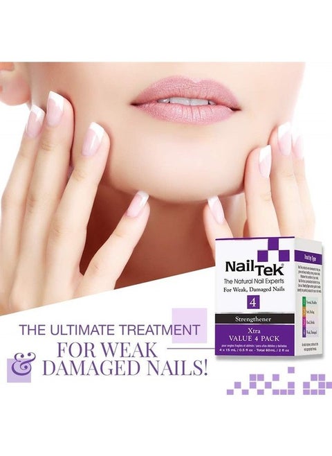 Xtra 4, Nail Strengthener for Weak and Damaged Nails, 0.5 oz, Value 4-Pack