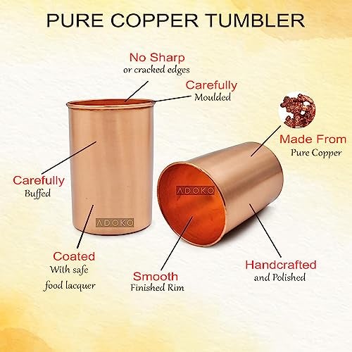 Adoko Pure Copper Water Jug 1.5 Litre with 1 Copper Glass (300ml) | Ayurvedic Copper Pitcher Set for Drinking & Storage for Health & Wellness - Image 4