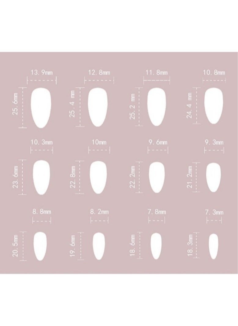 Generic - French Tip Press On Nails Pink French Red And Purple Love Nail Art  Short Trapezoid Fake Nails 24Pcs Fake Acrylic Nails With Glue Kit - Image 1