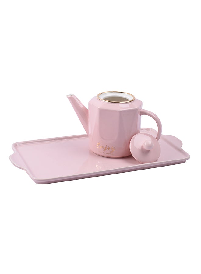 Alyashmac 6-Piece Elegant Ceramic Tea Pot Set Pink - Image 4