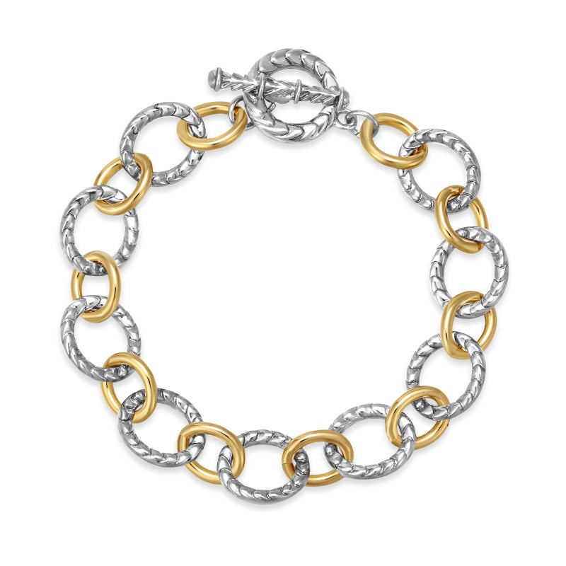 Mytys Two Tone Chain Link Bracelet Italian Designer Inspired Silver Gold Twisted Rope Statement Chunky Bracelets for Women Fashion Jewelry Gift (Gold & Silver 1) - Image 1