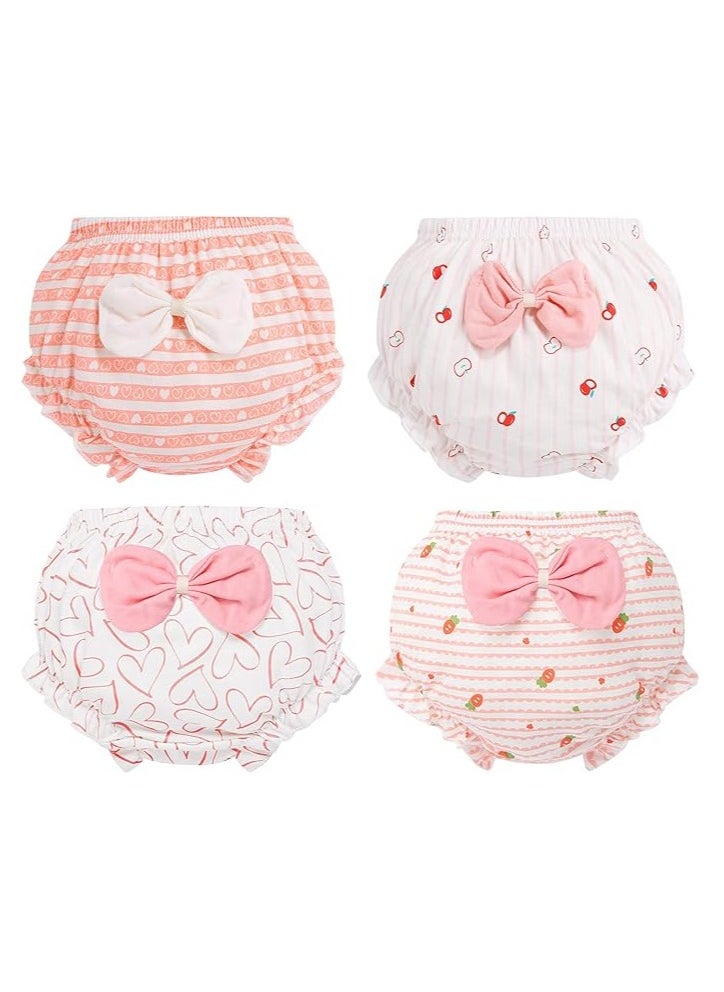 Gonice Baby Girls Cotton Bloomers Toddler Cute Ruffle Diaper Cover Soft Assorted Underwear Breathable Panties 4 Pack  - Image 1