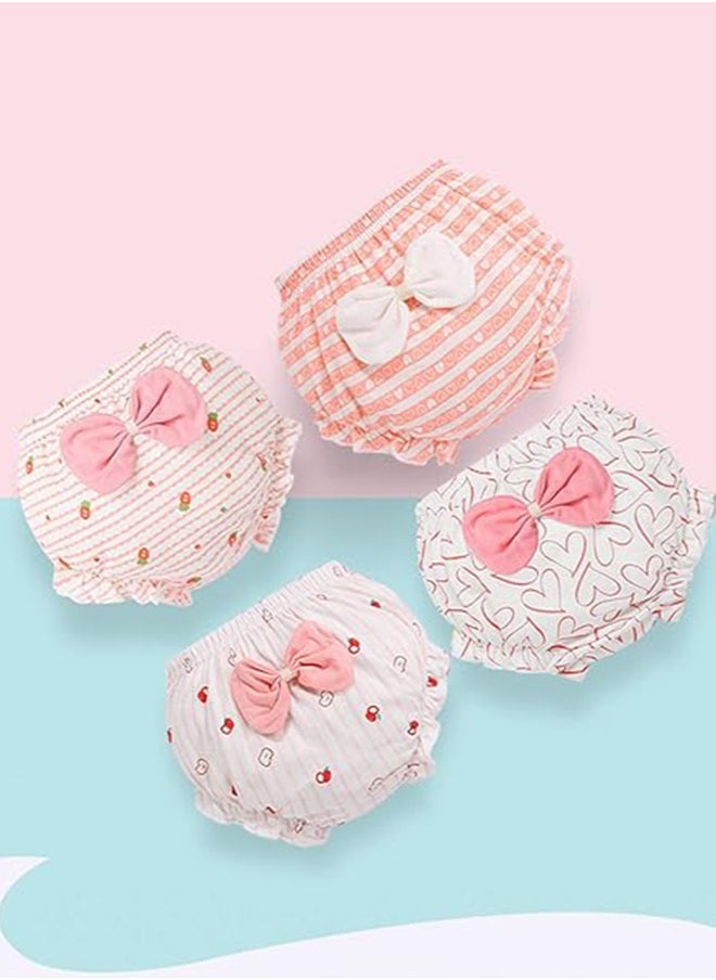 Gonice Baby Girls Cotton Bloomers Toddler Cute Ruffle Diaper Cover Soft Assorted Underwear Breathable Panties 4 Pack  - Image 4