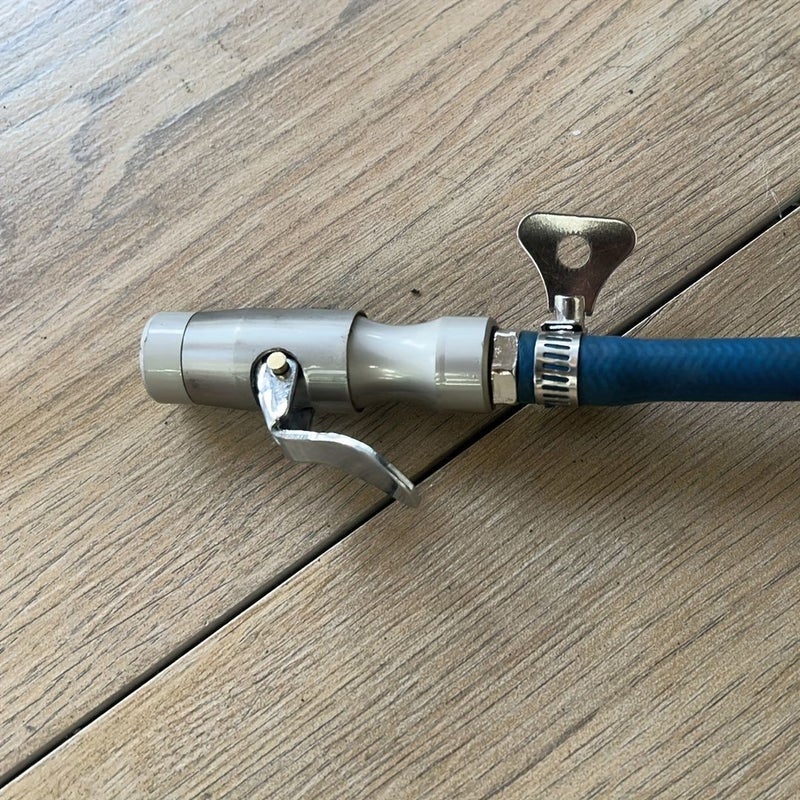 Silvery Self Locking Tire Clamp Stainless Steel Dual Gear Inflator Valve Pressure Gauge Hose Nozzle - Image 4