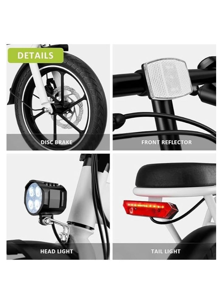 Windhorse Folding Electric Bike with 350W High Speed Motor| 36V 8AH Battery|W2B white| 40 KM/H Speed| 35 KM Range| Dual Disk Brakes| Carbon Alloy Frame and 16 Inches Tires| Front Suspension Fort  - Image 4