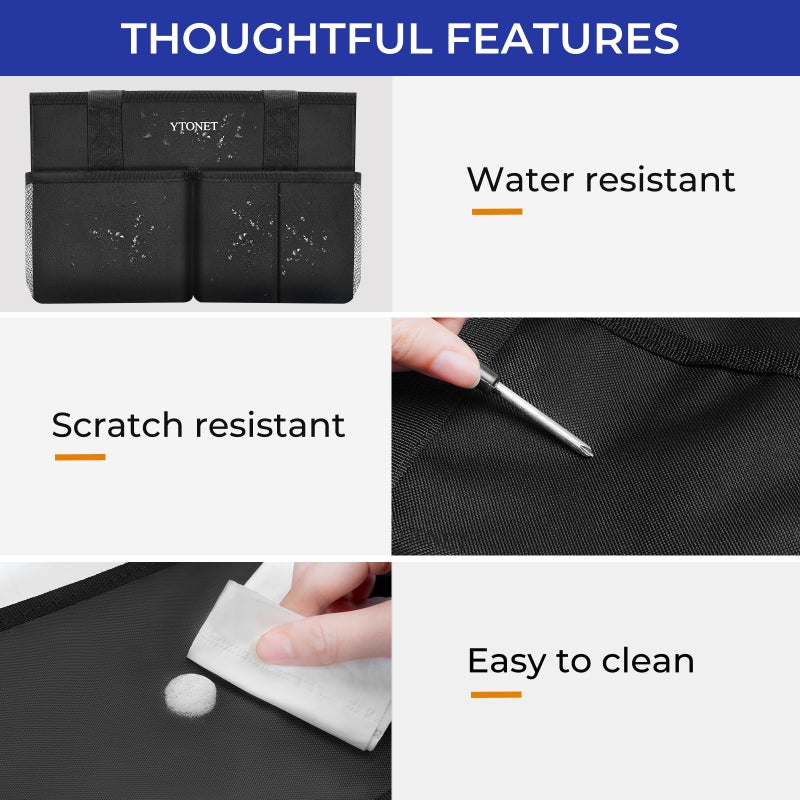 Ytonet Cleaning Caddy, Water Resistant Cleaning Supplies Organizer with Handle & Foldable Divider for Cleaners, Housekeeping Tote for Kitchen & Bathroom, Car Tool Caddy Organizer Bag, Black - Image 5