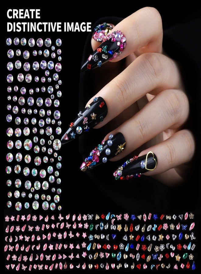 FANDAMEI FAMDAMEI 24 Grid Nail Charms, Nail Art Kit with Multi Shapes Nail Charms and Gems, Flatback AB Nail Rhinestones Gold Nail Pearls, Colorful 3D Hawaii Flowers Nail Jewels for DIY Nail Design for Crafts - Image 5