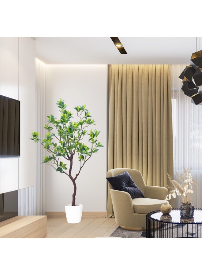 MirageBotanics 170cm Artificial Perfume Flower Trees, 5.6ft Tall Fake Tree with Natural Curved Trunk, Lush Faux Tree for Indoor Outdoor Home Decor, Living Room, Office & Patio Decor - Image 5