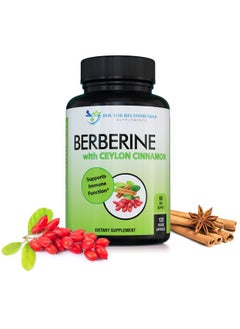 DOCTOR RECOMMENDED SUPPLEMENTS Berberine with Ceylon Cinnamon - 1200mg Berberine & 100mg Organic Ceylon Cinnamon - 120 Veggie Capsules, Healthy Immune System & Gastrointestinal Wellness  - Image 1