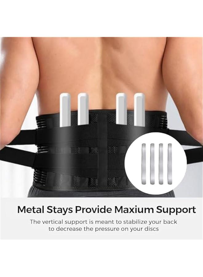 HOOKOR Back Brace, Lower Back Pain Relief with Stays, Adjustable Back Support Belt for Work, Back Brace for Lower Back Pain Relief, Anti-skid Lumbar Support for Sciatica Scoliosis for Men, Women (M) - Image 5