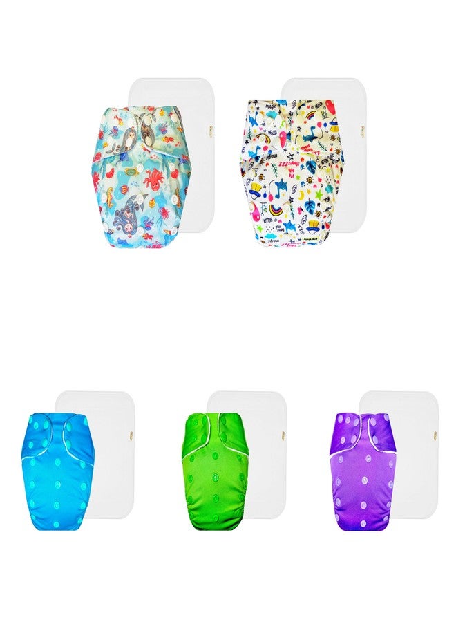 حفاضات دمبلدو القماشية الممتازة مع حشوة قطنية (عبوة من 5) | ملائمة تمامًا | قابلة لإعادة الاستخدام والغسل | أزرار كبس قابلة للتعديل | مصممة من قبل الأمهات | من 3 أشهر إلى 3 سنوات | للجنسين - Image 1