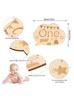 Gonice 13 Pieces Baby Monthly Baby Milestone Wooden Cards  - Image 4