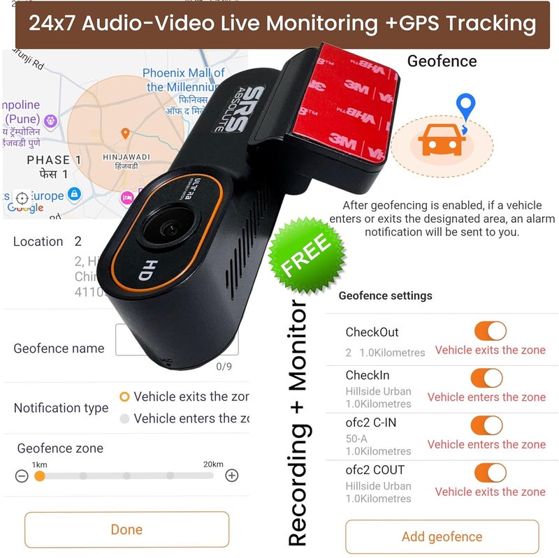 SRS Absolute 2K 4G Dash Cam Loop Record 24x7 Remote Live Audio Video GPS Track SOS Park Surveillance Playback Download Dual Resolution GeoFence Hyper Lapse Motion GSensor 1TB MicroSD SIM Support S24G - Image 4