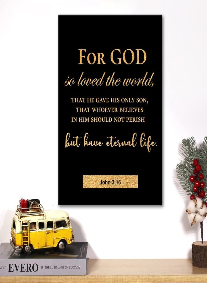 JerLoe Christian Gold Foil Canvas Wall Art Motivational John 3:16 For God So Loved the World Print Framed Canvas Painting Artwork Home Decor Gifts 12x15 Inch - Image 5