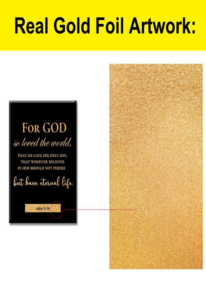 JerLoe Christian Gold Foil Canvas Wall Art Motivational John 3:16 For God So Loved the World Print Framed Canvas Painting Artwork Home Decor Gifts 12x15 Inch - Image 3