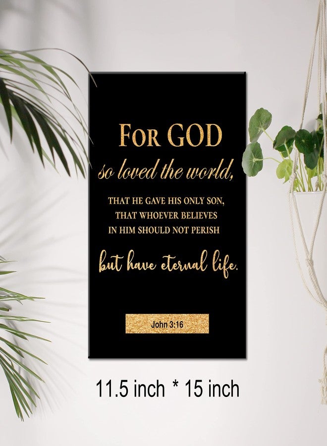 JerLoe Christian Gold Foil Canvas Wall Art Motivational John 3:16 For God So Loved the World Print Framed Canvas Painting Artwork Home Decor Gifts 12x15 Inch - Image 2