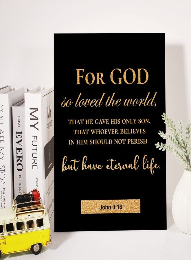 JerLoe Christian Gold Foil Canvas Wall Art Motivational John 3:16 For God So Loved the World Print Framed Canvas Painting Artwork Home Decor Gifts 12x15 Inch - Image 4