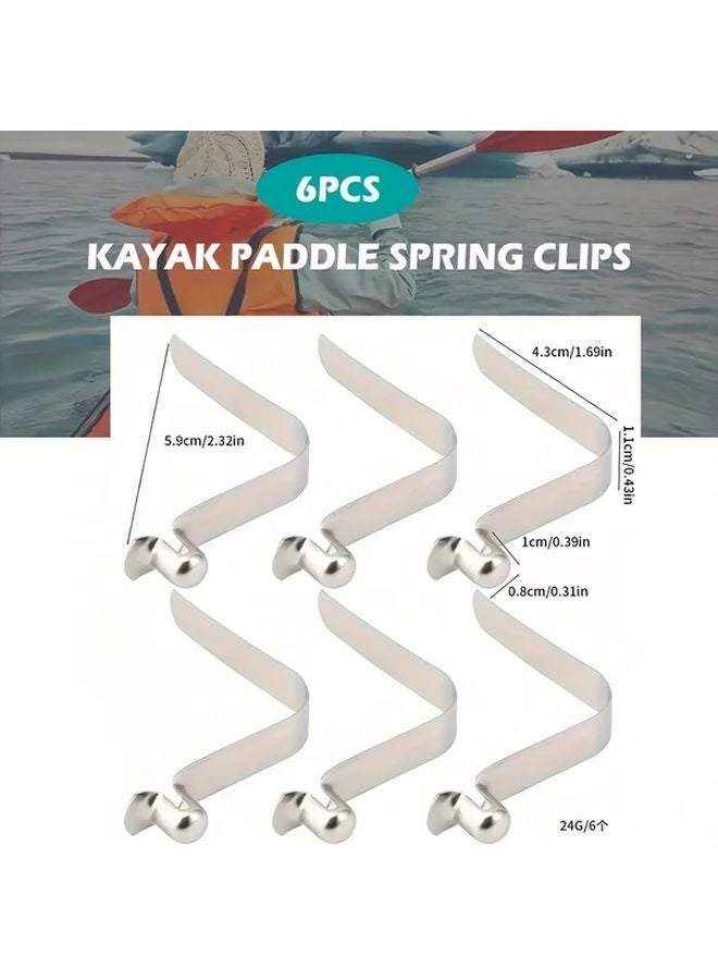 6 قطع 8 ملم مشبك ربيعي من الفولاذ المقاوم للصدأ لمجداف الكاياك، قابل للتعديل ومتين، إكسسوارات رياضية مائية - Image 1