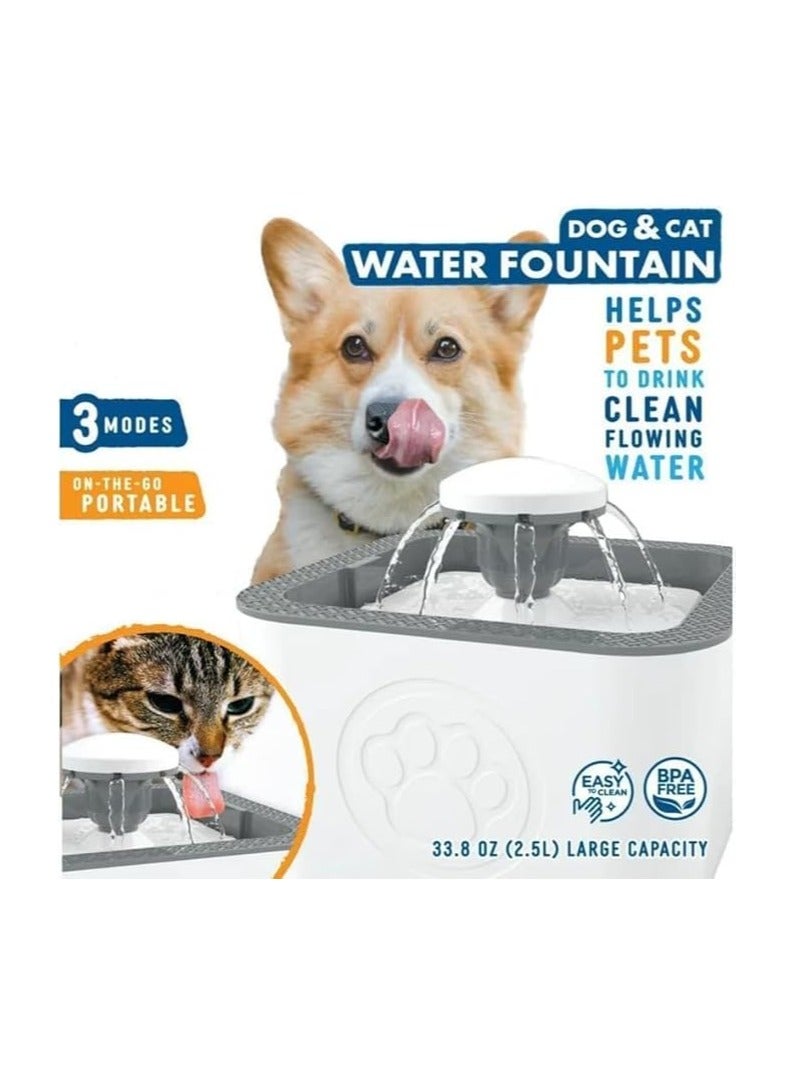 نافورة مياه للقطط والكلاب وموزع مياه للحيوانات الأليفة سعة 2.5 لتر، نافورة شرب أوتوماتيكية للحيوانات الأليفة للقطط والقطط الصغيرة داخل المنزل والحيوانات الأليفة الصغيرة، نافورة شرب فائقة الهدوء للقطط مع فلتر - Image 3