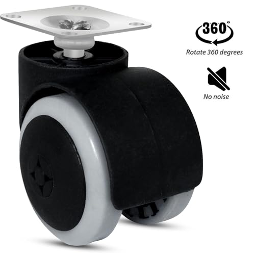 Caneuf Heavy Duty Caster Wheels Set of 4 – 2" Swivel Plate Casters with Dual Wheels | Silent Rolling, Floor-Safe Rubber Casters for Furniture, Office Chairs, Equipment, Cabinet, Workbench - Image 2
