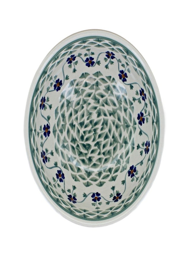 Blue Rose Pottery Blue Rose Polish Pottery - Green Sage Floral Dessert Bowl - 5.75" Diameter - Perfect Bowl for Desserts, Appetizers, and Snacks - Image 2