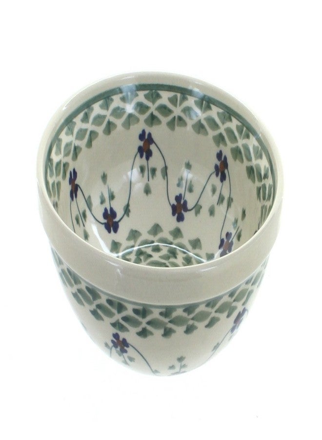 Blue Rose Pottery Blue Rose Polish Pottery - Green Sage Floral Dessert Bowl - 5.75" Diameter - Perfect Bowl for Desserts, Appetizers, and Snacks - Image 1