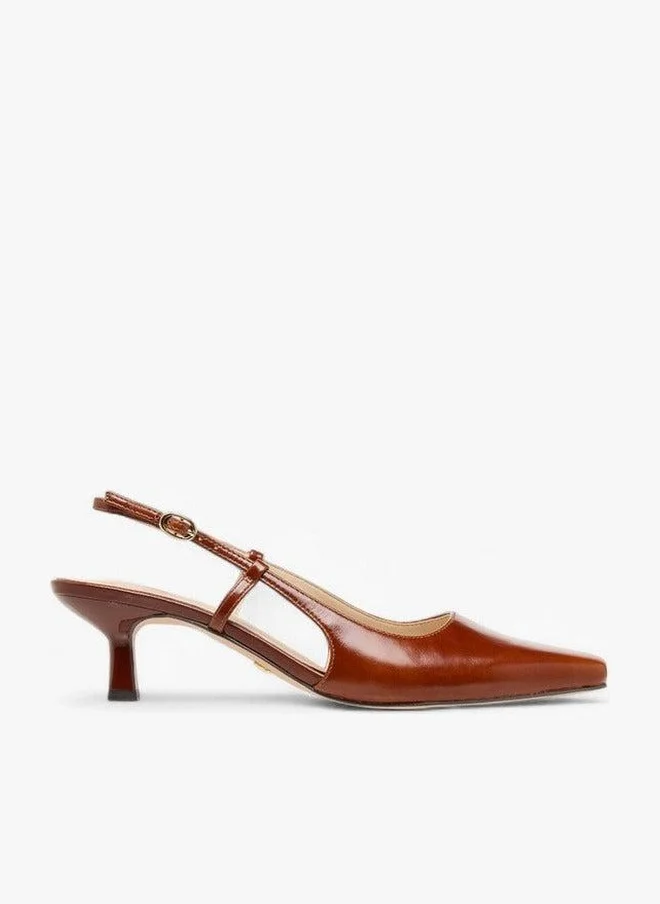 Celeste Women's Square Toe Shoes with Buckle Closure and Kitten Heels