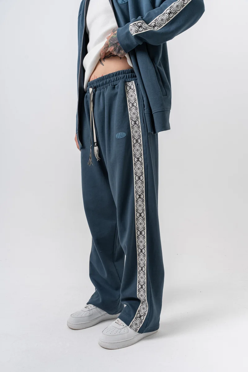 RESPIRE Men's Damask Striped Winter Doubleface Baggy Sweatpants Petrol