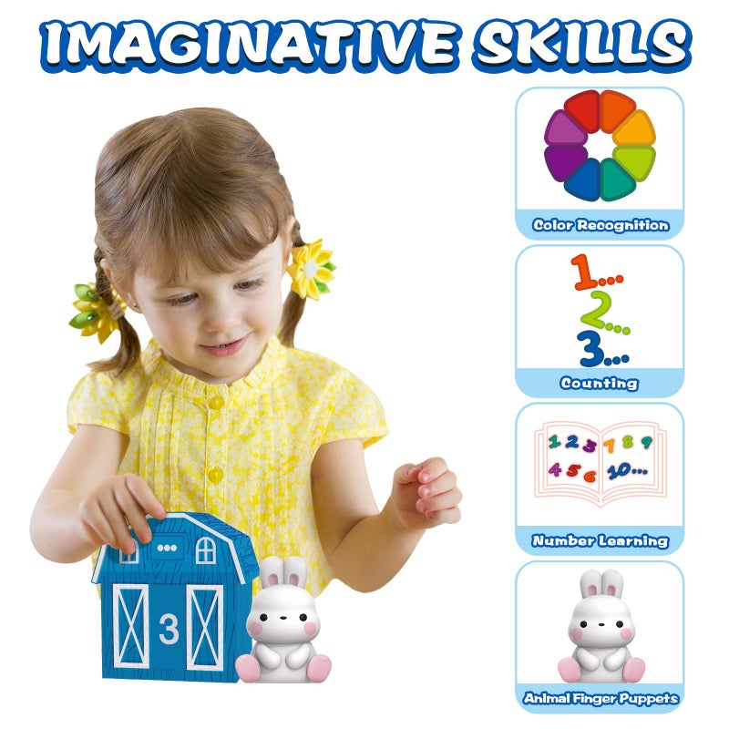 AuroTops Learning Toys for 1 2 3+ Year Old Toddlers, 20pcs Farm Animals Barn Toys Finger Puppets for Kids,Montessori Counting Matching & Color Sorting Toy Set,Easter Christmas Birthday Gift for Baby Boys Girls - Image 5