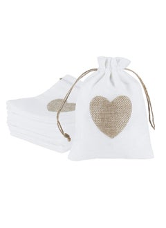 Excefore Burlap Bags, Drawstring Gift Bags with Heart Hessian Jute, 20 Pcs Jewelry Candy Pouches, for Wedding, Baby Shower Party Favors DIY Craft, Grain, Spice Storage Bags, Small Object Storage (14x10cm)  - Image 1