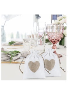 Excefore Burlap Bags, Drawstring Gift Bags with Heart Hessian Jute, 20 Pcs Jewelry Candy Pouches, for Wedding, Baby Shower Party Favors DIY Craft, Grain, Spice Storage Bags, Small Object Storage (14x10cm)  - Image 5