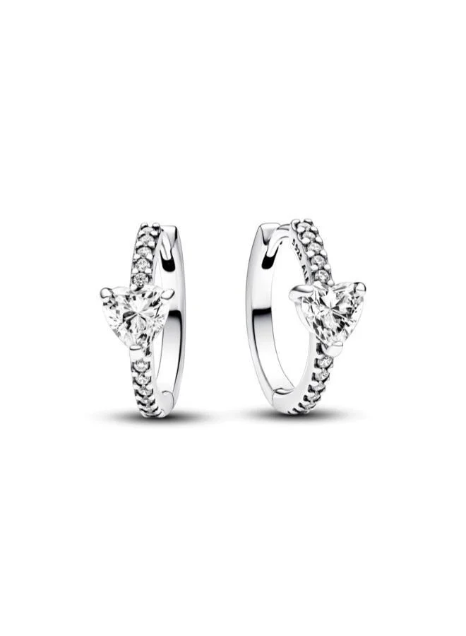باندورا Sparkling Heart Hoop Earrings