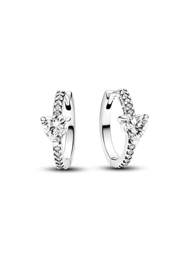 PANDORA Sparkling Heart Hoop Earrings - Image 1