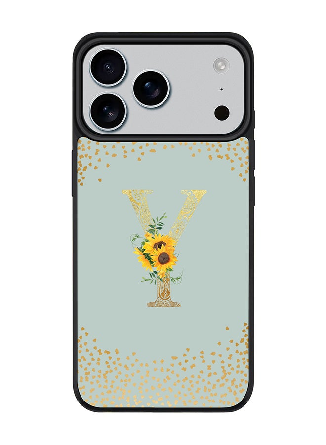 Stylizedd iPhone 17 Pro Max Case, [Compatible with MagSafe] Slim Magnetic cover Phone Case iPhone 17 Pro Max -Custom Floral Monogram - Y  (Light Grey ) - Image 1