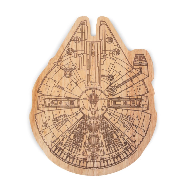 PICNIC TIME Star Wars Millennium Falcon 16 Inch Serving Board Wood Cheese and Charcuterie Board Decorative Cutting Board with Hanging Hole Parawood - Image 2