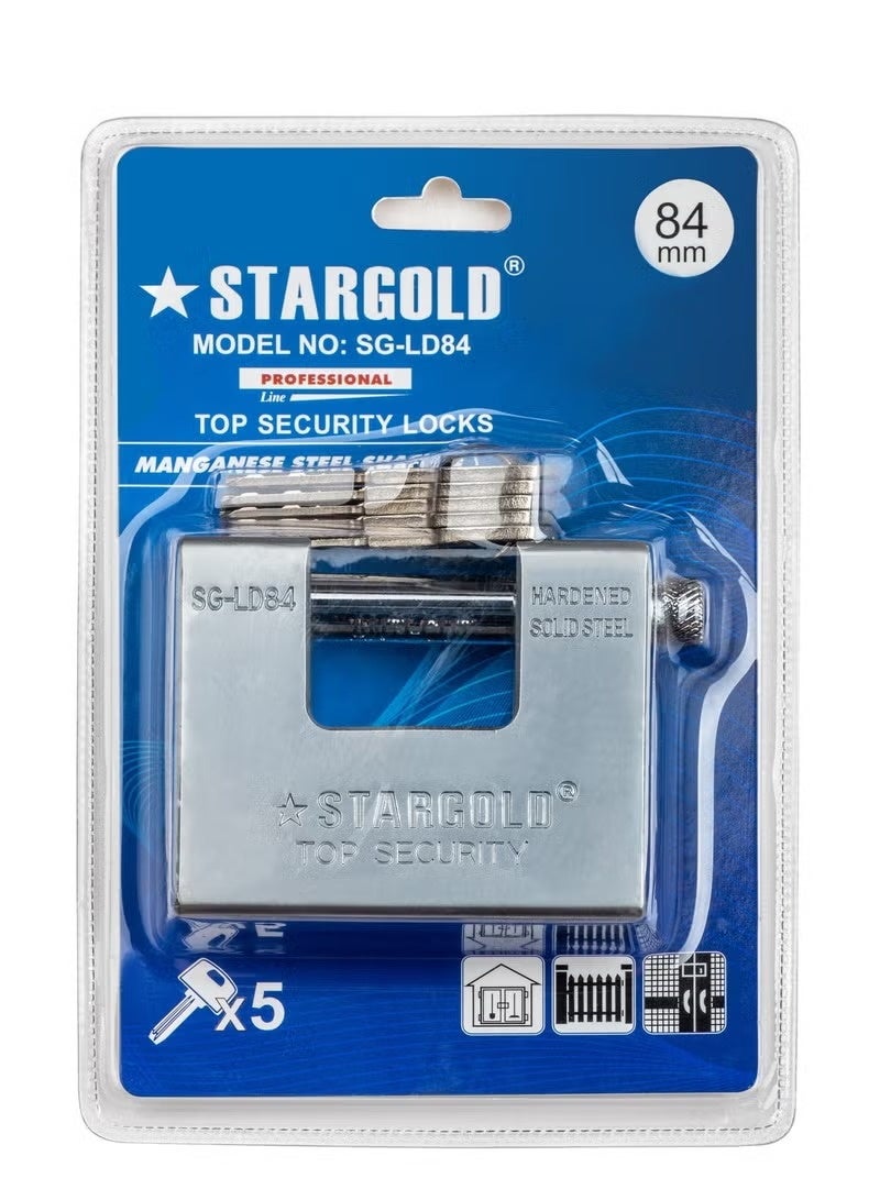 Stargold 84MM Rectangular Pad Lock Anti-Cut Shackle - Image 2