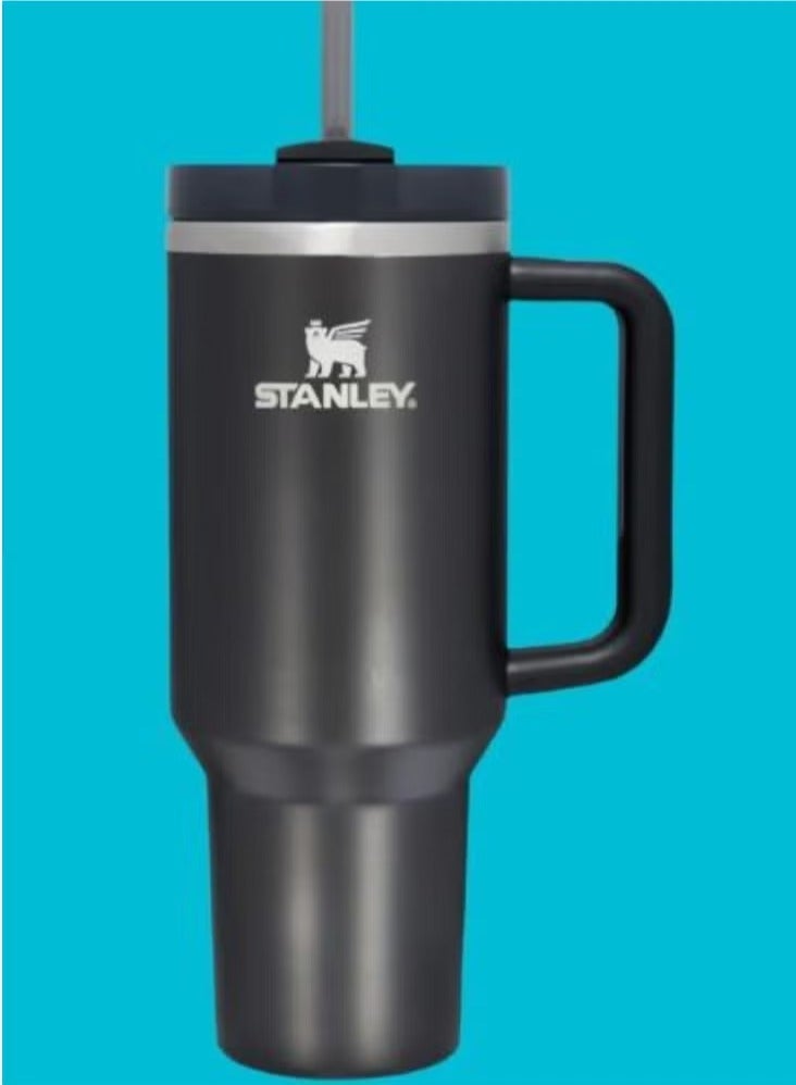 Stanley Quencher H2.0 FlowState Vacuum Insulated Tumbler – 40 oz Black Stainless Steel Travel Mug with Lid & Straw, Double-Walled Leakproof Design, Keeps Drinks Hot/Cold for Hours, Durable & Portable - Image 1