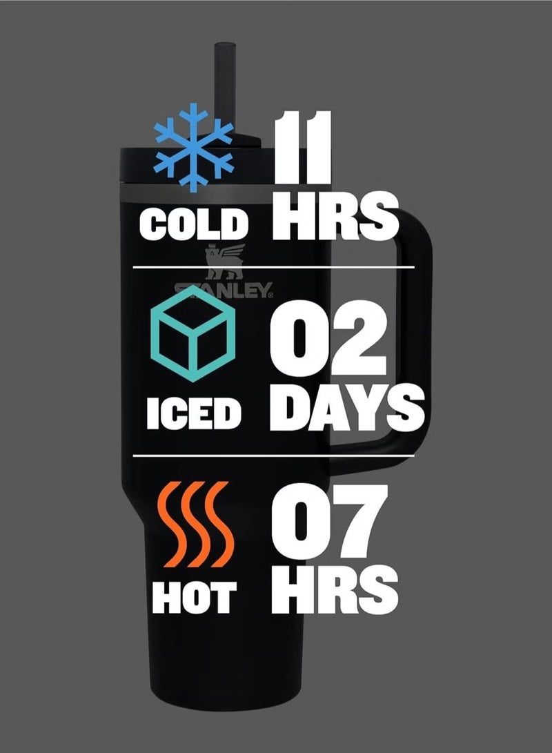 Stanley Quencher H2.0 FlowState Vacuum Insulated Tumbler – 40 oz Black Stainless Steel Travel Mug with Lid & Straw, Double-Walled Leakproof Design, Keeps Drinks Hot/Cold for Hours, Durable & Portable - Image 3