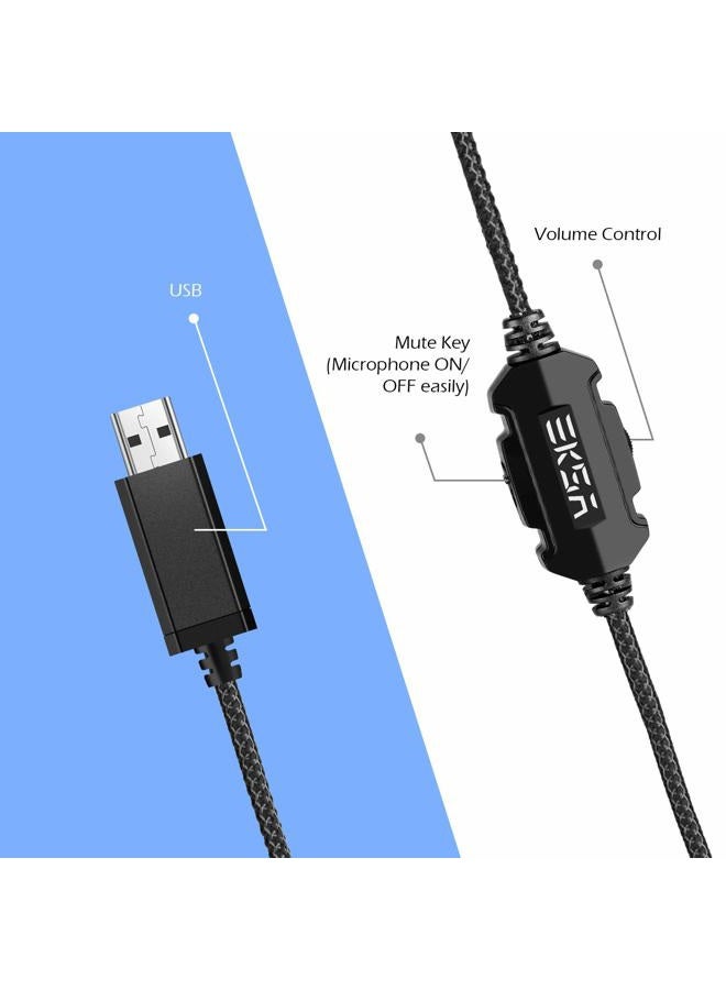 EKSA E1000 Gaming Headset, Computer Headphones with Noise Canceling Mic & RGB Light, 7.1 Surround Sound, Compatible with PC, PS4 PS5 Console, Laptop - Image 2