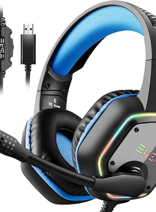 EKSA E1000 Gaming Headset, Computer Headphones with Noise Canceling Mic & RGB Light, 7.1 Surround Sound, Compatible with PC, PS4 PS5 Console, Laptop - Image 1