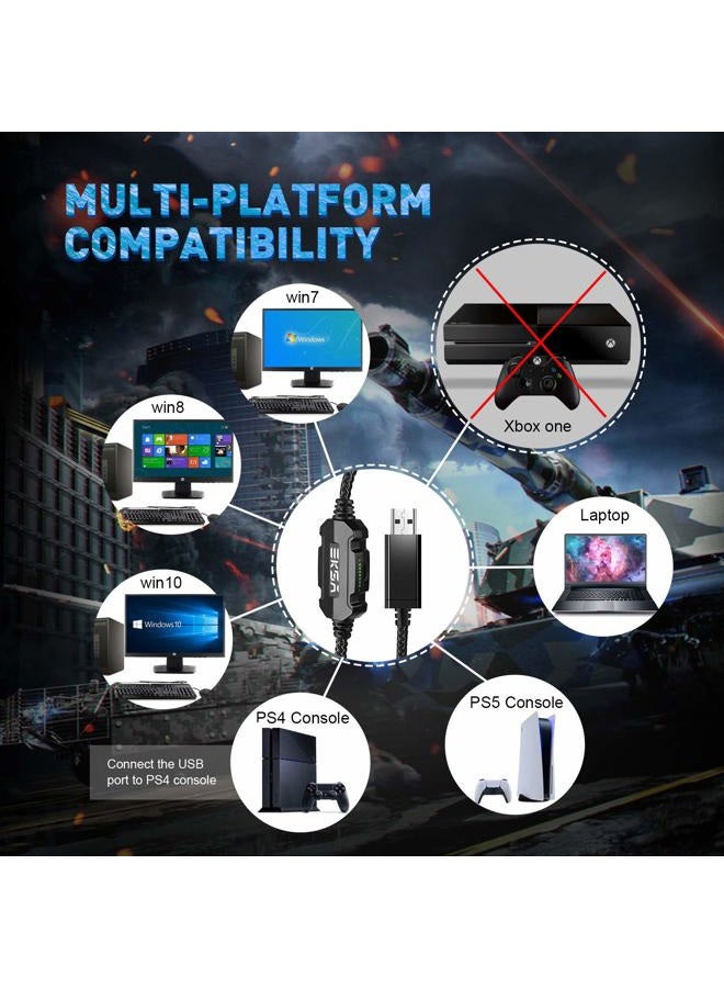 EKSA E1000 Gaming Headset, Computer Headphones with Noise Canceling Mic & RGB Light, 7.1 Surround Sound, Compatible with PC, PS4 PS5 Console, Laptop - Image 5