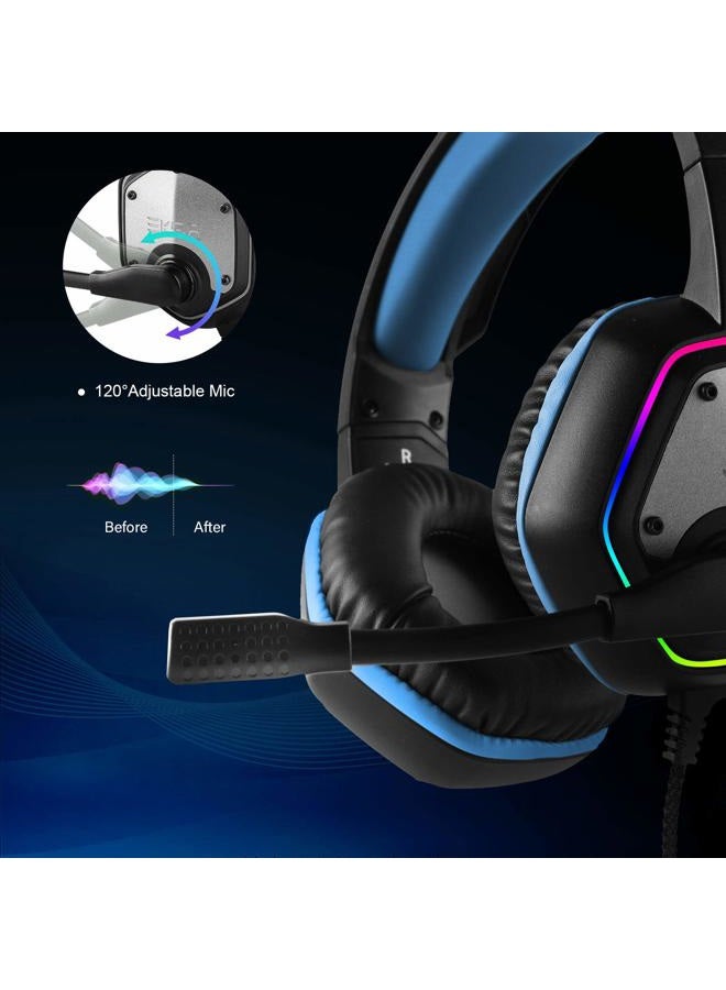 EKSA E1000 Gaming Headset, Computer Headphones with Noise Canceling Mic & RGB Light, 7.1 Surround Sound, Compatible with PC, PS4 PS5 Console, Laptop - Image 3