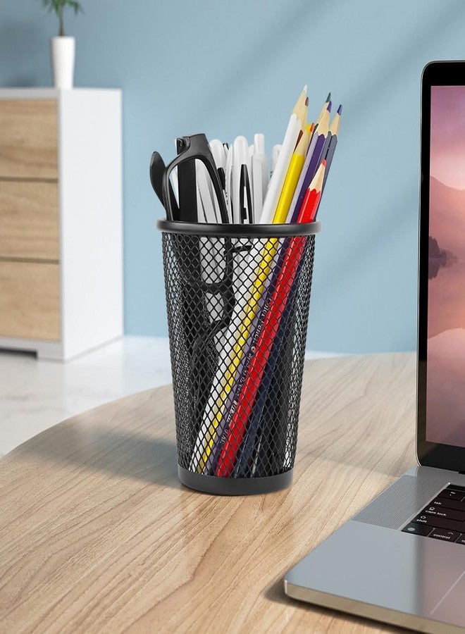 YY YEARCHY Pencil Cups Pen Holder for Desk 12 Pcs Black Mesh Holders Cup Organizer - Image 2