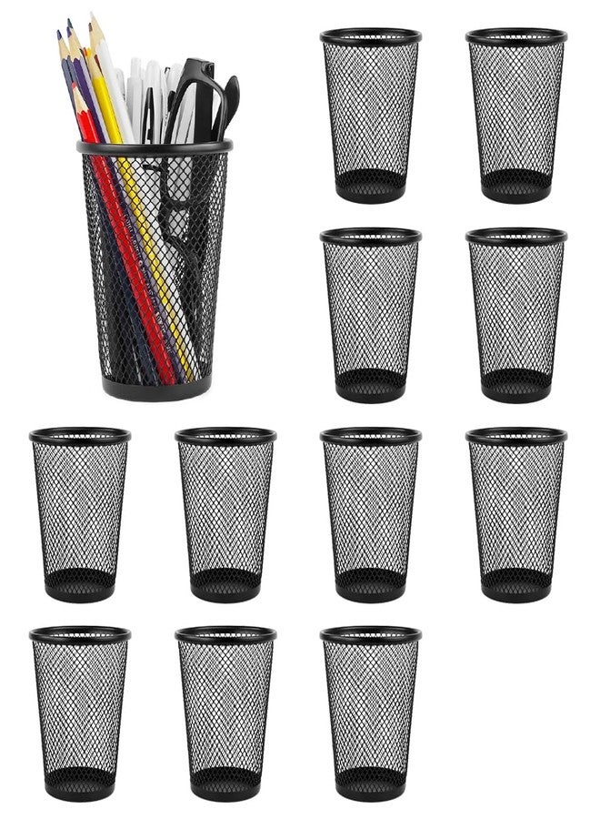 YY YEARCHY Pencil Cups Pen Holder for Desk 12 Pcs Black Mesh Holders Cup Organizer - Image 1
