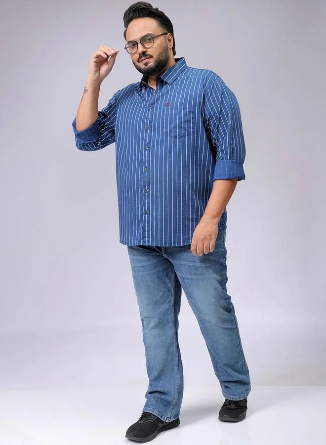 Take Two Plus Men Blue Regular Fit Striped Casual Shirt By HardSoda