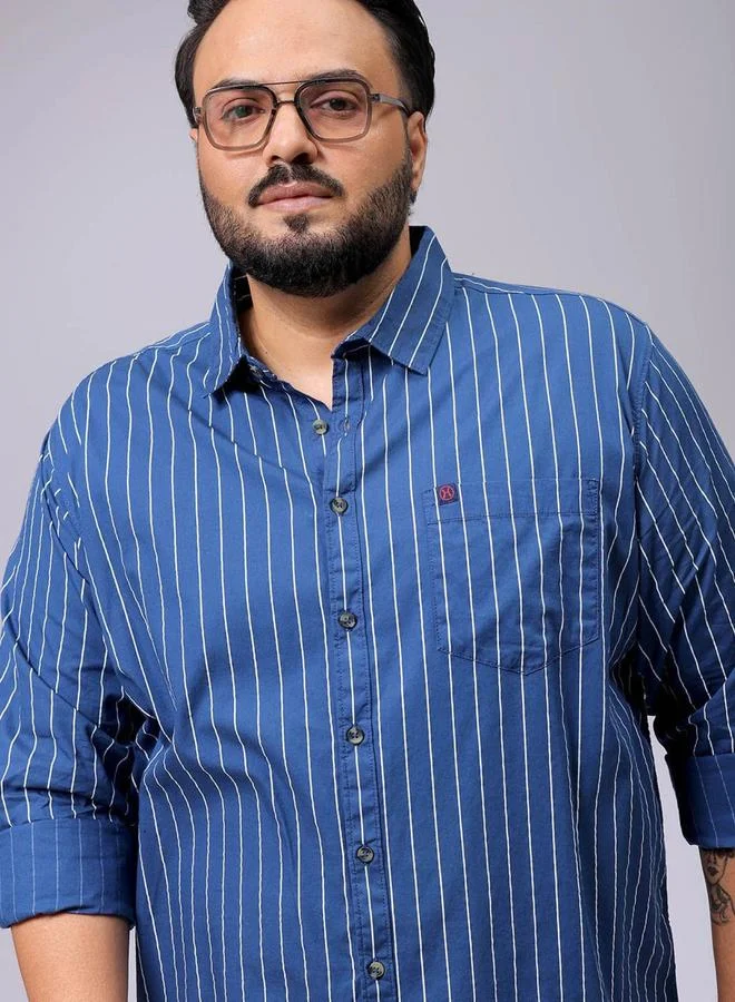 Take Two Plus Men Blue Regular Fit Striped Casual Shirt By HardSoda